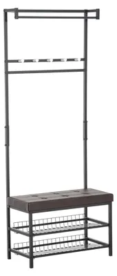 Obrázok produktu pre Stojan na oblečenie so zásuvkou na topánky - nábytok do predsiene | Farba: čierna/hnedá | Rozmery: 72,5 x 35 x 180 cm