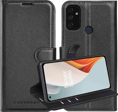 Immagine prodotto di Cadorabo cover per OnePlus Nord N100 in PHANTOM BLACK cover protettiva con chiusura magnetica, funzione stand e slot per carte di credito flip case cover custodia per cellulare flap cover book case