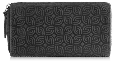Produktbild von Schwarzes Vintage-Lederportemonnaie für Damen mit geometrischem RFID-Muster Paolo Peruzzi T-116-HBL