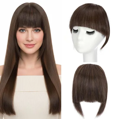 Immagine prodotto di Caschetto sintetico francese, nero miscelato con castano chiaro, con clip per capelli
