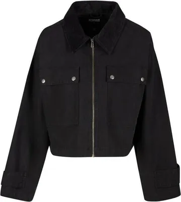 Produktbild von Urban Classics Übergangsjacke Damen Ladies Workwear Cropped Baumwolle Jacket schwarz L