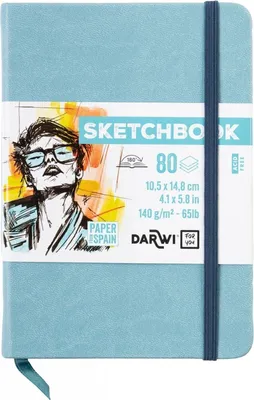 Image de Carnet de croquis Darwi Dfy 80 feuilles, format A6, 140 g, bleu clair