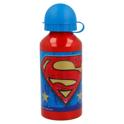 Produktbild von Superman Aluminium Trinkflasche 400 ml – Kinderflasche mit Sicherheitsverschluss
