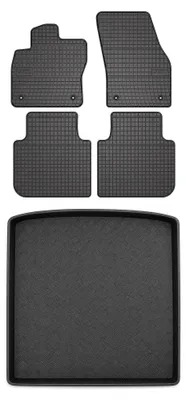 Produktbild von Gummimatten + Kofferraumwanne für Skoda Kodiaq I 2017-2024 (unterer Ladeboden, 5-Sitzer) – Schwarz, passgenau – Wielganizator SolidPRO