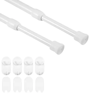 Teleskop-Klemmstangen 2er-Set, 40-70 cm, weiß, für Gardinen