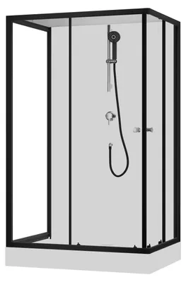Produktbild von Dusche Komplett MARWELL Komplettdusche Fertigdusche Black and White 80 x 110 x 200 cm – Komplett Set inkl. Duschwanne und Armatur - Duschkabine mit hochwertigen Aluminiumprofilen