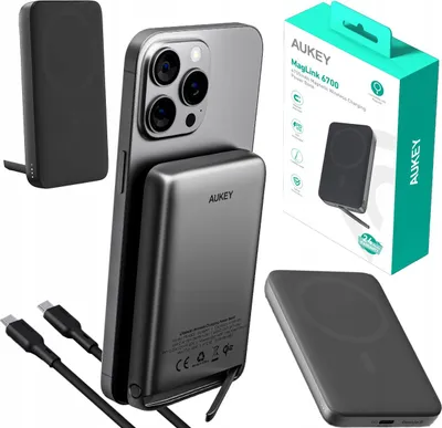 Zdjęcie produktu dla Powerbank 6700mAh AUKEY PB-MS05 MagSafe USB-C Qi2 Bezprzewodowy 20W