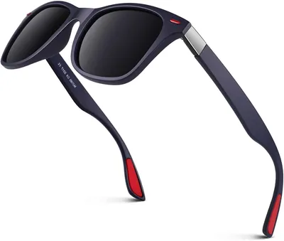 Produktbild von Polarisierte Sonnenbrillen für Männer und Frauen, modische Vintage-Sonnenbrille, quadratische Retro-Sonnenbrille, Fahren Angeln Golf HD UV400-Spiegelbrillen(Blauer Rahmen/graues Film)