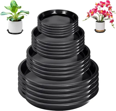 Productafbeelding van Onderzetters voor bloempotten, rond, 20 stuks, afmetingen: 11,5/15,7/17,5/21 cm, geschikt voor tuin en balkon