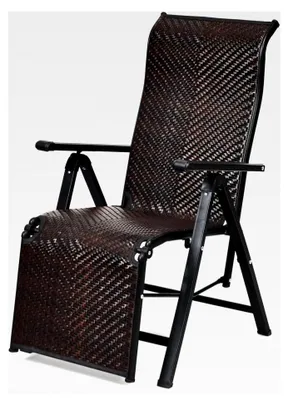 Produktbild von Rattan Liegestuhl, Klappbare Sonnenliege mit Verstellbarer Rückenlehne, Gartenliege mit Armlehne, Gartenstuhl mit Liegefunktion
