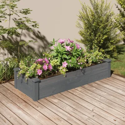 Produktbild von Design Möbel Hochbeet mit Einsatz Grau 120x45x25 cm Massivholz Tanne - 2024 Neu