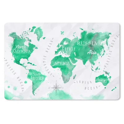 Produktbild von MuchoWow® Schreibtischunterlage Weltkarte - Ölfarbe - Grün 60x40 cm - XXL Mauspad - Großes Mauspad
