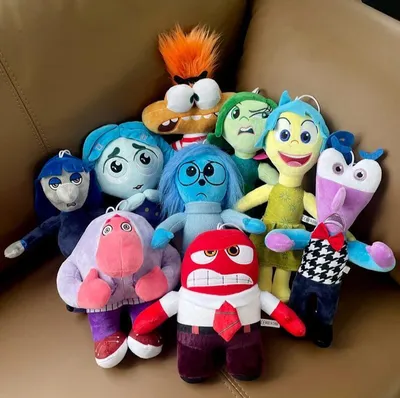 Produktbild von 9 Stück, 20–30 cm, Inside Out 2 Disney Pixar Plüschtiere, Puppe, Angst, Langeweile, Neid, Peinlichkeit, Freude, Plüschtier, gefülltes Geschenk für Kin