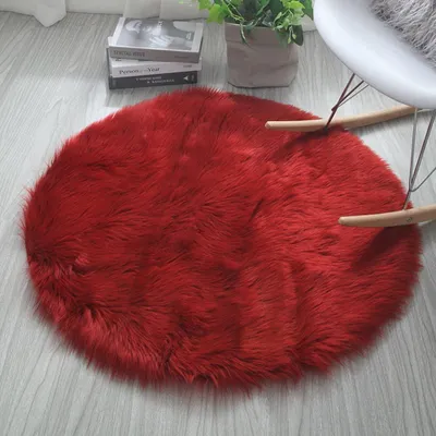 Runder Kunstschaffell-Teppich, 45/60 cm, weich, flauschig, maschinenwaschbar