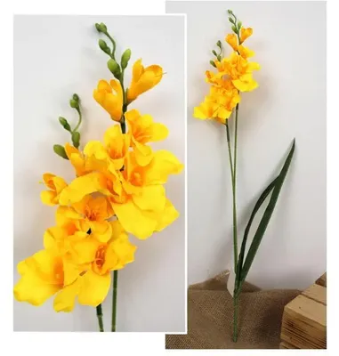 Obrázok produktu pre Umelá frézia dekoratívna kvetina do vázy na aranžmány žltá 62 cm