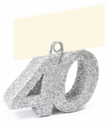 Produktbild von Tischkartenhalter Zahl 40 Glitzer Silber mit Namensschild-Halter - Einheitsgröße