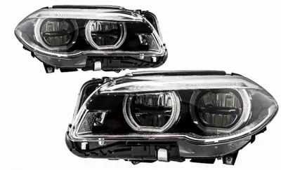 Imagen del producto de Faros delanteros LED con aro de luz (Angel Eyes) para BMW Serie 5 F10 F11, modelo restyling (LCI) de 2014 a 2017.