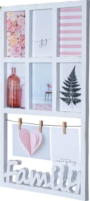 A white multi-photo frame with a decorative 'Family' cutout at the bottom.
