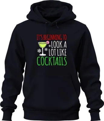 Produktbild von It's Beginning To Look Like Cocktails Weihnachten Party Geschenk Uni Hoodie Kapuzenpullover, Navy, M