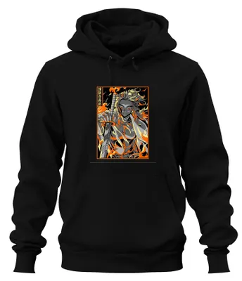 Immagine prodotto di Demon Slayer Rengoku Flame Sword Anime Gift Vintage Unisex Felpa con cappuccio, Nero, M