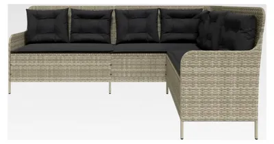 Produktbild von Ecklounge aus Poly Rattan für 6 Personen – Gartengarnitur in Hellgrau
