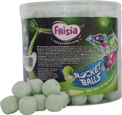 Produktbild von Frisia Rocketballs Apfel - Hartkaramellen mit saurem Brausepulver gefüllt - 200 Stück