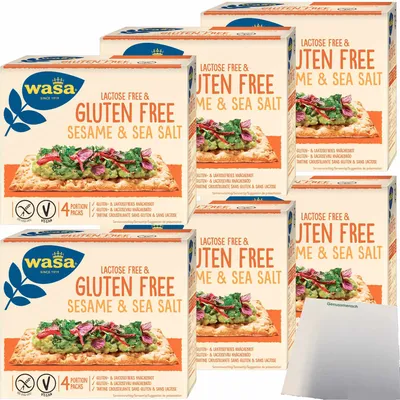 Produktbild von Wasa Knäckebrot Gluten und Laktosefrei mit Sesam und Meersalz 6er Pack (6x240g Packung) + usy Block