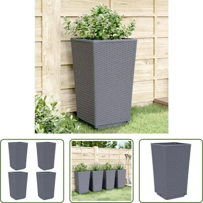 Produktbild von The Living Store Pflanzkübel 4 Stk. Grau 32,5x32,5x57 cm PP