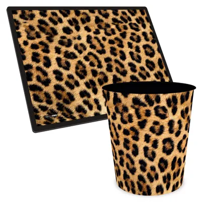 Produktbild von ITENGA Papierkorb Schreibtischunterlage Set - ca. 11 Liter - LEOPARD Muster