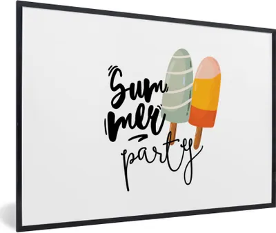Produktbild von MuchoWow® Gerahmtes Poster Eiscreme - Sommer - Grau 30x20 cm - Poster mit Schwarzem Bilderrahmen Wandposter Rahmen Foto Bilder - Kunstdruck - Bild-Poster