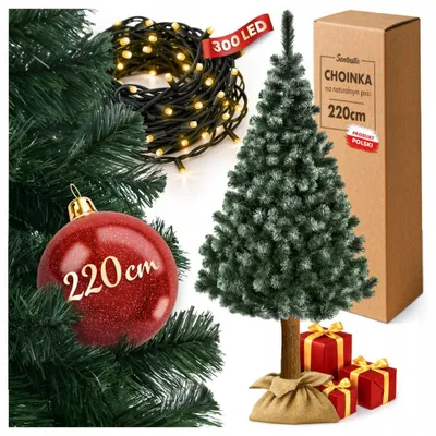 Produktbild von Künstlicher Weihnachtsbaum 220 cm auf natürlichem Stamm, beschneit, mit 300