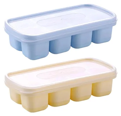 2er-Set Silikon-Eiswürfelformen mit Deckel, 8 Mulden, BPA-frei