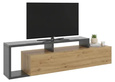 Produktbild von TV-Ständer Maiella, 165 x 40 x 47 cm, Eiche Nodes und Anthrazit