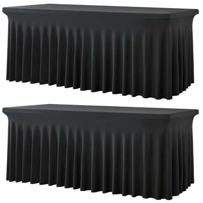 Productafbeelding van Tafelkleed, Elasthan, rechthoekig, zwart, 2 stuks, 183x76x74 cm, wasbaar, kreukvrij