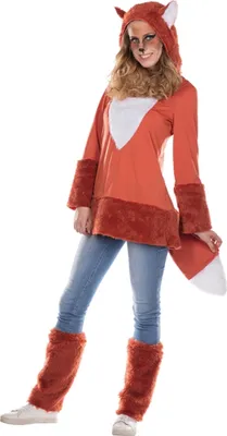 Fuchs Kostüm Füchsin für Damen Gr. 34-48 Kleid braun mit Stulpen Tier Tierkostüm Fuchskleid Fasching Karneval Mottoparty