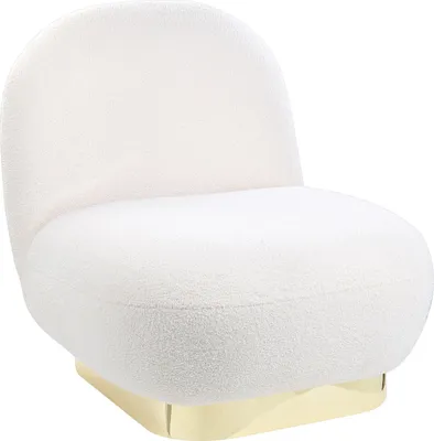 Produktbild von BELIANI Sessel Weiß Bouclé Stoff Gepolstert mit Goldenem Bein Ohne Armlehne Modern Elegant für Wohnzimmer Schlafzimmer Flur