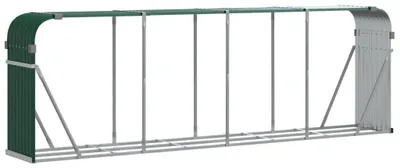 Obrázok produktu pre Regál na drevo na otop, regál na skladovanie dreva, pomocník na uskladňovanie dreva do záhrady, na terasu a do vonkajších priestorov, vyrobený z pozinkovanej ocele, odolný voči korózii, vodotesný, zelený, 180 x 45 x 100 cm
