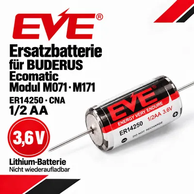 Produktbild von Ersatzbatterie für BUDERUS Ecomatic Modul M071 - M171 - Lithium EVE 3,6v CNA