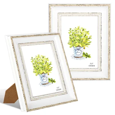 Productafbeelding van 13x18 vintage fotolijsten - 2-delig - Vintage houten fotolijsten - Blauw-gouden fotolijstens