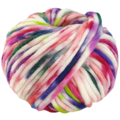 Produktbild von Lana Grossa CONFETTI 100 g Farbexplosion buntes Merino-Dochtgarn 50 m Farbe 002 - Erdbeer/Viola/Fuchsia/Grün/Blau/Weiß