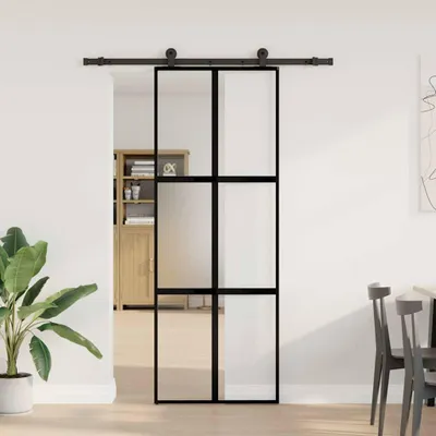 Obrázek produktu pro vidaXL Posuvné dveře s kováním 76x205 cm tvrzené sklo a hliník