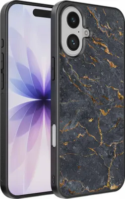 Obrázok produktu pre Fit pre iPhone 17 Phone Case with Grey Gold Marble Print - TPU Backcover Case Grey Gold Marble Design - Black - Smartphonica
