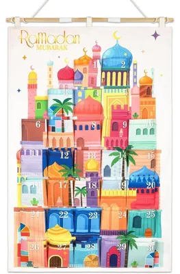 Image de Calendrier mural du Ramadan, réutilisable, multicolore, format poche 10 x 10 cm