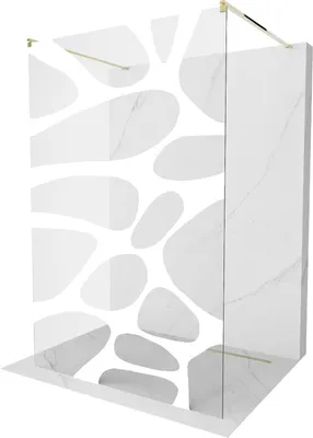 Produktbild von Mexen Kioto freistehende Duschwand 100 x 200 cm, Transparent/Weißes Design 8 mm, Gold - 800-100-002-50-97