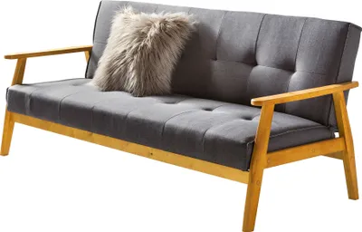 Produktbild von SalesFever Schlafsofa mit Armlehnen | 3 Funktionen | Bezug Webstoff | Gestell Holz Eukalyptus | B 190 x T 85 x H 81 cm | dunkelgrau
