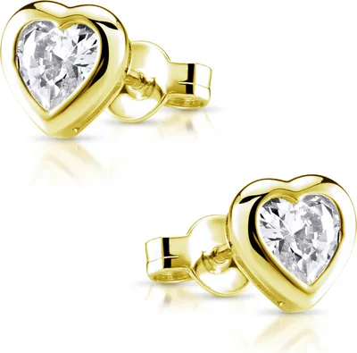 Produktbild von MATERIA Herz Ohrstecker Damen klein mit weißen Zirkonia - Gold Ohrringe Silber 925 vergoldet SO-11-Gold