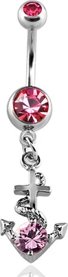 Produktbild von Bauchnabelpiercing Anker Anchor Zirkonia Kristall Bananabell Nabelpiercing 10 mm