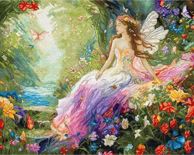 Immagine prodotto di Kit per ricamo a punto croce Letistitch "Primavera incantata", schema contato, 40x32cm