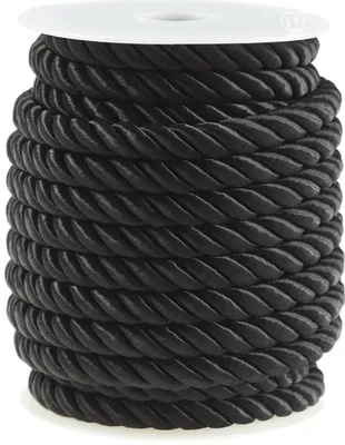 Produktbild von 10m Atlaskordel Atlasschnur ca. 8-10 mm glänzend gedreht, Seil Kordel Schnur, Farbwahl , Farbe:schwarz