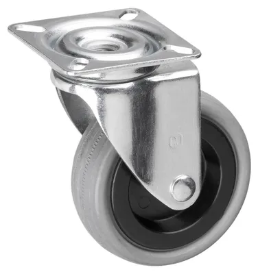 Obrázok produktu pre Otočné koliesko, priemer 75 mm, doska 60 x 60 mm, gumené koliesko, nosnosť 60 kg